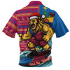 Brisbane Lions Zip Polo Shirt Christmas Holiday Santa Rides The Waves