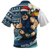 Carlton Zip Polo Shirt Christmas Holiday Santa Rides The Waves