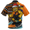 GWS GIANTS Zip Polo Shirt Christmas Holiday Santa Rides The Waves