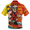 Gold Coast SUNS Zip Polo Shirt Christmas Holiday Santa Rides The Waves