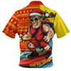 Gold Coast SUNS Zip Polo Shirt Christmas Holiday Santa Rides The Waves