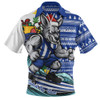 North Melbourne Zip Polo Shirt Christmas Holiday Santa Rides The Waves