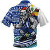 North Melbourne Zip Polo Shirt Christmas Holiday Santa Rides The Waves