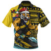 Richmond Zip Polo Shirt Christmas Holiday Santa Rides The Waves