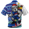 Western Bulldogs Zip Polo Shirt Christmas Holiday Santa Rides The Waves