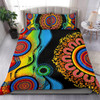 Australia Aboriginal Bedding Set - Dot Painting Indigenous Circle Patterns Blue Dream