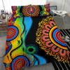 Australia Aboriginal Bedding Set - Dot Painting Indigenous Circle Patterns Blue Dream