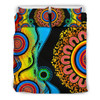 Australia Aboriginal Bedding Set - Dot Painting Indigenous Circle Patterns Blue Dream