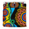 Australia Aboriginal Bedding Set - Dot Painting Indigenous Circle Patterns Blue Dream