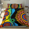 Australia Aboriginal Bedding Set - Dot Painting Indigenous Circle Patterns Blue Dream