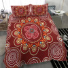 Australia Aboriginal Bedding Set - Aboriginal Dot Art Painting With Red Poppy Flower