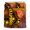 [Custom] Australia Aboriginal Bedding Set - Australia Indigenous Flag Circle Dot Painting Art (Golden)