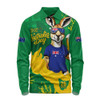 Australia Long Sleeve Polo Shirt Australia Day Kangaroo Cheers Green Gold Celebration Edition