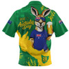 Australia Zip Polo Shirt Australia Day Kangaroo Cheers Green Gold Celebration Edition