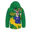 Australia Hooded Padded Jacket Australia Day Kangaroo Cheers Green Gold Celebration Edition