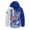 Australia Hooded Padded Jacket Australia Day Kangaroo Surfboard Blue Skyline Celebration