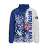 Australia Padded Jacket Australia Day Kangaroo Surfboard Blue Skyline Celebration