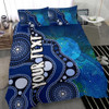 [Custom] Australia Aboriginal Bedding Set - Australia Indigenous Flag Circle Dot Painting Art (Blue)