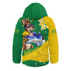 Australia Hooded Padded Jacket Australia Day Kangaroo Green Gold Spirit 26 January Holiday