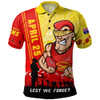 Gold Coast SUNS Polo Shirt Anzac Day Lest We Forget Memorial