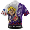 Fremantle Zip Polo Shirt Anzac Day Lest We Forget Memorial