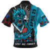Port Adelaide Zip Polo Shirt Anzac Day Lest We Forget Memorial