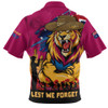 Brisbane Lions Zip Polo Shirt ANZAC Inspired Football Fan Memorial Design