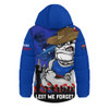 Western Bulldogs Hooded Padded Jacket ANZAC Inspired Football Fan Memorial Design
