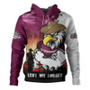 Manly Warringah Sea Eagles Hoodie Anzac Day Lest We Forget Silent Dawn
