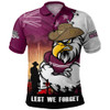 Manly Warringah Sea Eagles Polo Shirt Anzac Day Lest We Forget Silent Dawn