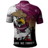 Manly Warringah Sea Eagles Polo Shirt Anzac Day Lest We Forget Silent Dawn