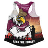 Manly Warringah Sea Eagles Women Racerback Singlet Anzac Day Lest We Forget Silent Dawn