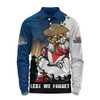 Sydney Roosters Long Sleeve Polo Shirt Anzac Day Lest We Forget Silent Dawn