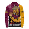 Brisbane Broncos Long Sleeve Polo Shirt Anzac Day Lest We Forget Silent Dawn