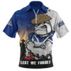 Canterbury-Bankstown Bulldogs Zip Polo Shirt Anzac Day Lest We Forget Silent Dawn