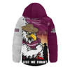 Manly Warringah Sea Eagles Hooded Padded Jacket Anzac Day Lest We Forget Silent Dawn