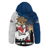 Sydney Roosters Hooded Padded Jacket Anzac Day Lest We Forget Silent Dawn