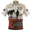 Australia Zip Polo Shirt Lest We Forget Light Horse Dawn Field