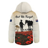 Australia Hooded Padded Jacket Lest We Forget Light Horse Dawn Field