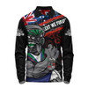 New Zealand Warriors Long Sleeve Polo Shirt Anzac Remembrance Of The Fallen