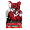 St. George Illawarra Dragons Men Singlet Anzac Day Remembrance Of Courage Loyalty Valor