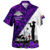Australia Hawaiian Shirt Anzac Day Two Sides Of Service Purple Poppy Remembrance