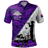 Australia Polo Shirt Anzac Day Two Sides Of Service Purple Poppy Remembrance