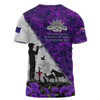 Australia T-Shirt Anzac Day Two Sides Of Service Purple Poppy Remembrance