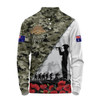 Australia Long Sleeve Polo Shirt Anzac Day Poppy And Barbed Wire Of Service