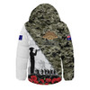 Australia Hooded Padded Jacket Anzac Day Poppy And Barbed Wire Of Service