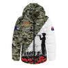 Australia Hooded Padded Jacket Anzac Day Poppy And Barbed Wire Of Service