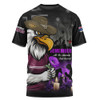 Manly Warringah Sea Eagles T-Shirt Anzac Day Purple Poppy And Animals That Served