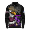 Manly Warringah Sea Eagles Long Sleeve Polo Shirt Anzac Day Purple Poppy And Animals That Served