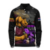 Brisbane Broncos Long Sleeve Polo Shirt Anzac Day Purple Poppy And Animals That Served